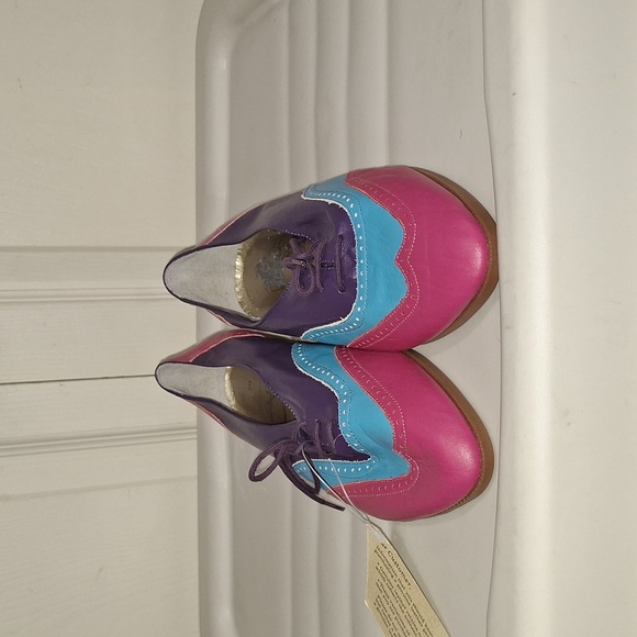 Frisco Bay vintage leather lace-up oxfords wing tips - 9M - purple pink teal - Picture 2 of 8